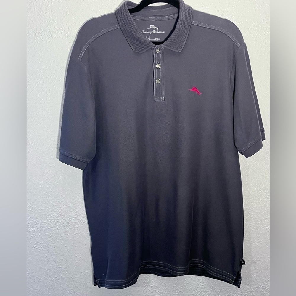 Tommy Bahama Mens Size L Supima Cotton Gray Casual Outdoor Golf Polo Shirt - Picture 3 of 7